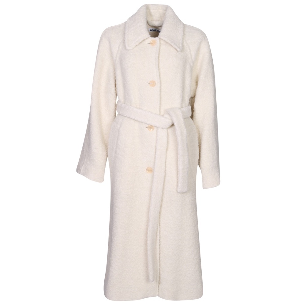 Acne Studios Teddy Coat in Ecru Beige 34